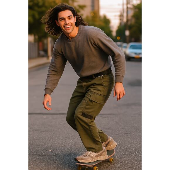 Y2K Abercrombie Cargo Pants Men 28x30 Olive Paratrooper 10-Pocket Utility Rare - Picture 1 of 10